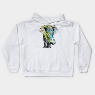 Intricate Asian Elephant Colorful Illustration Kids Hoodie